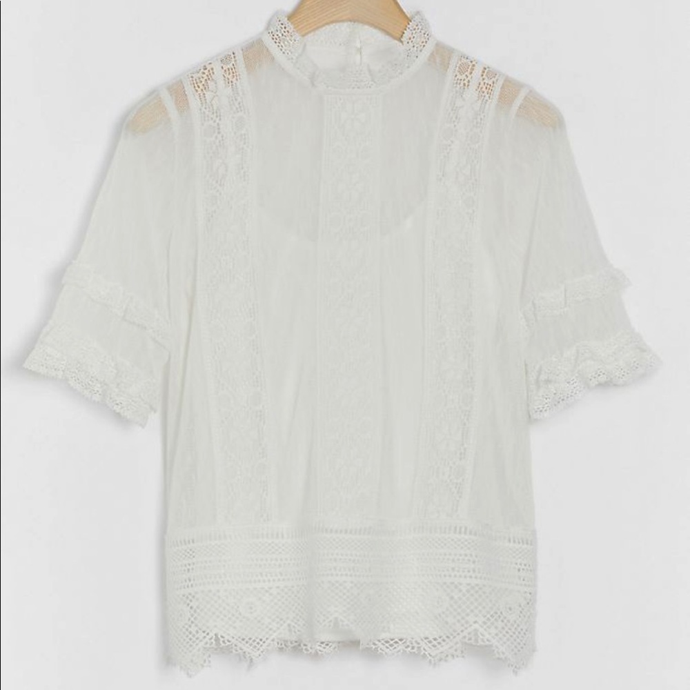 ANTHROPOLOGIE: White Lace Blouse - Picture 2 of 4